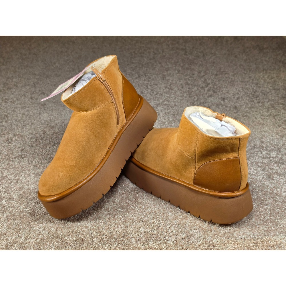 Wild Fable Missy Platform Boots Chestnut Faux Suede Ankle Booties Tan Size 7 - Picture 4 of 5